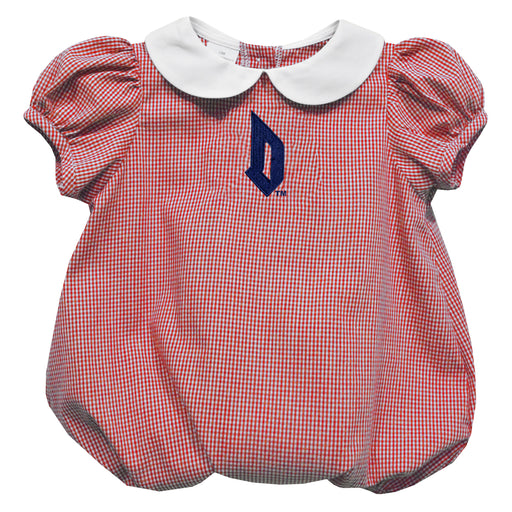 Duquesne Dukes Embroidered Red Cardinal Girls Baby Bubble Short Sleeve