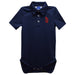 Duquesne Dukes Embroidered Navy Solid Knit Polo Onesie