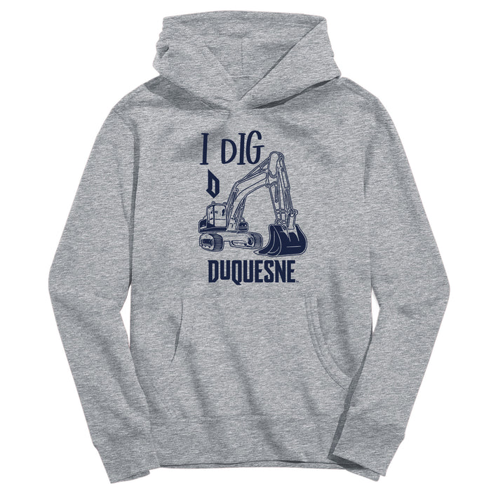 Duquesne Dukes Excavator Heather Grey Cotton Youth Hoodie