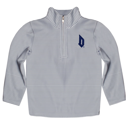 Duquesne Dukes Embroidered Gray Stripes Quarter Zip Pullover