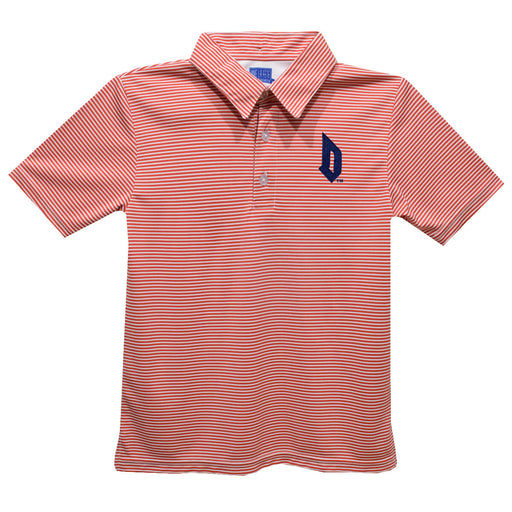 Duquesne Dukes Embroidered Red Cardinal Stripes Short Sleeve Polo Box Shirt