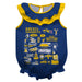 Drexel University Dragons  Blue Hand Sketched Vive La Fete Impressions Artwork Sleeveless Ruffle Onesie Bodysuit