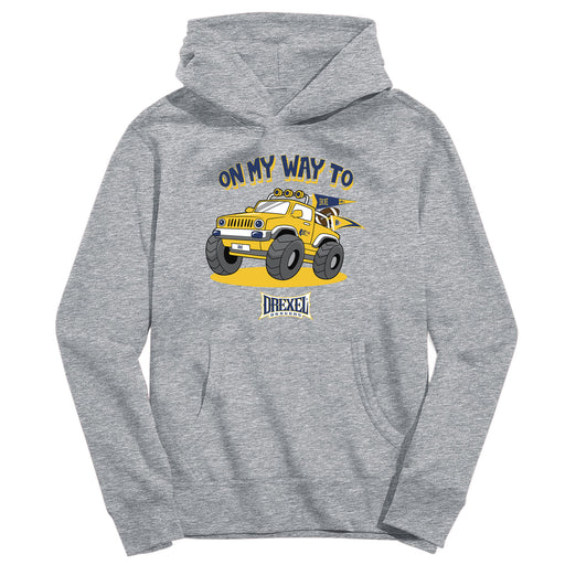 Drexel University Dragons On My Way Monster Truck Heather Grey Cotton Youth Hoodie