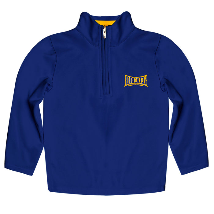 Drexel University Dragons Vive La Fete Game Day Solid Blue Quarter Zip Pullover Sleeves