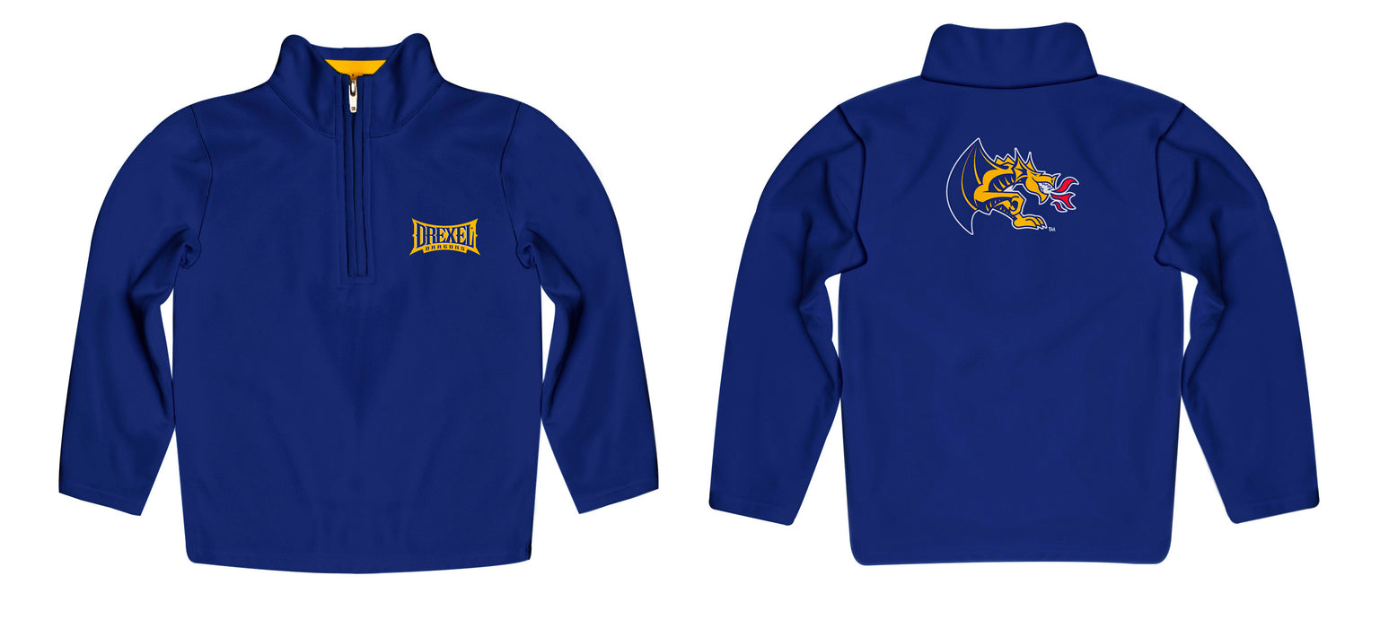 Drexel University Dragons Vive La Fete Game Day Solid Blue Quarter Zip Pullover Sleeves - Vive La Fête - Online Apparel Store