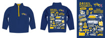Drexel University Dragons Hand Sketched Vive La Fete Impressions Artwork Blue Boys Quarter Zip Pullover V1 - Vive La Fête - Online Apparel Store