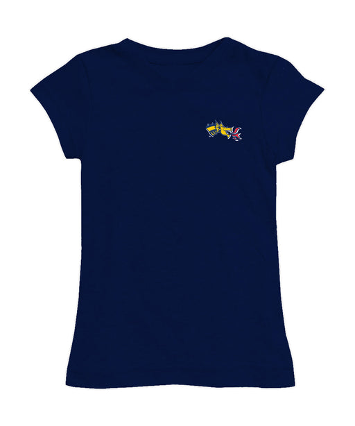 Drexel University Dragons Hand Sketched Vive La Fete Impressions Artwork Navy Girls Cotton Short Sleeve Tee