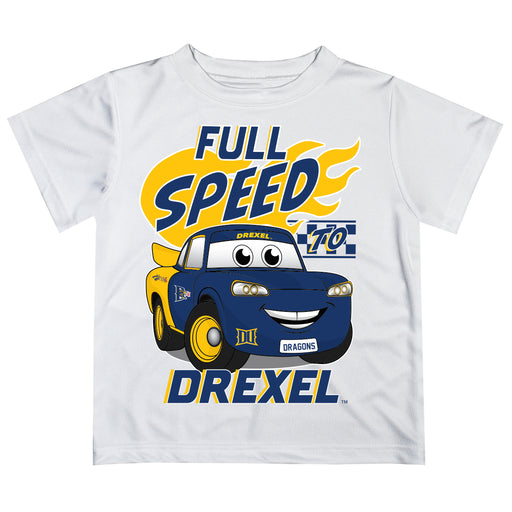 Drexel University Dragons Vive La Fete Toy Racing Car Boys Game Day White Short Sleeve Tee