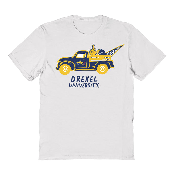 Drexel University Dragons Hand Sketched Vive La Fete Impressions Truck Kids White Cotton T-shirt