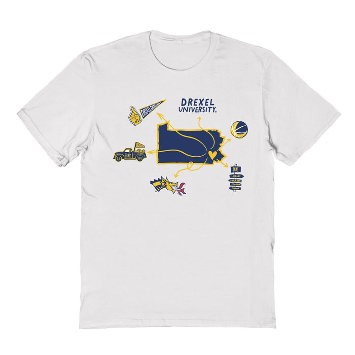 Drexel University Dragons Hand Sketched Vive La Fete Impressions Icones Kids White T-shirt