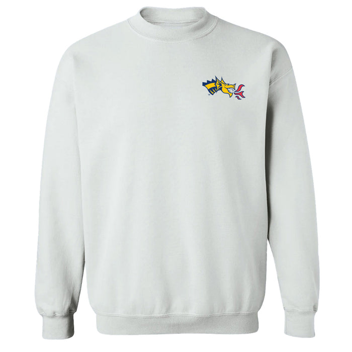 Drexel University Dragons Hand Sketched Vive La Fete Impressions Artwork White Crew Neck Sweatshirt for Women