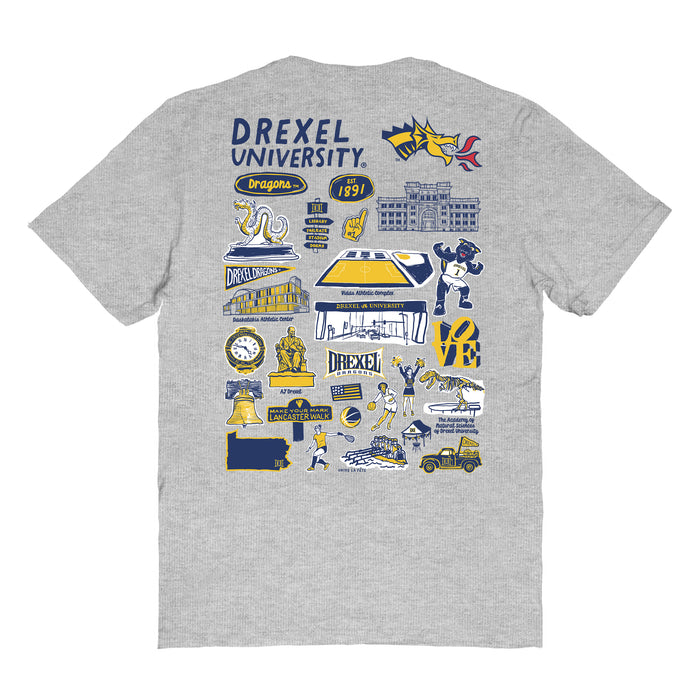 Drexel University Dragons Vive La Fete Impressions Artwork Womens Cotton Tshirt - Vive La Fête - Online Apparel Store