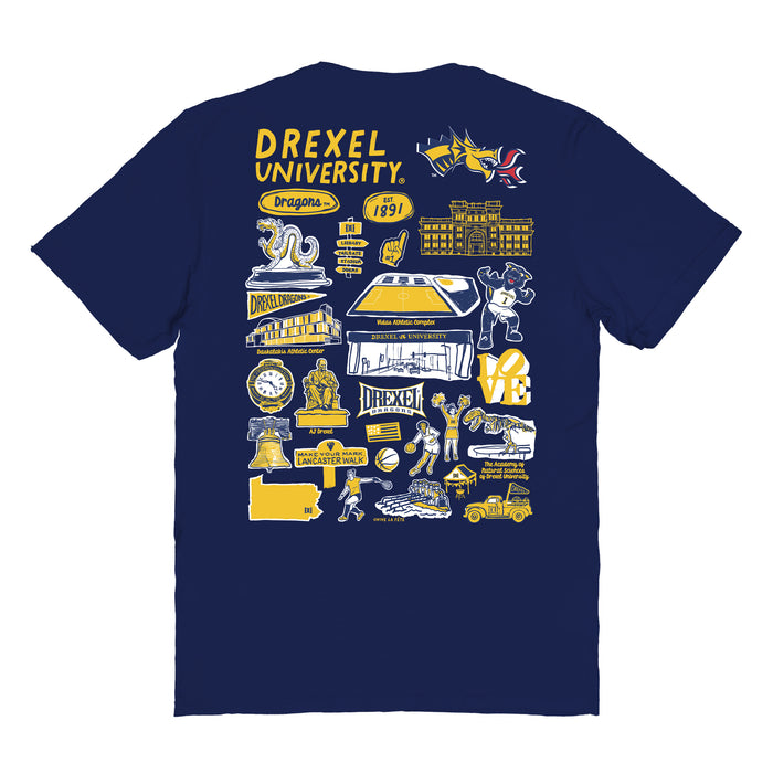 Drexel University Dragons Vive La Fete Impressions Artwork Womens Cotton Tshirt - Vive La Fête - Online Apparel Store