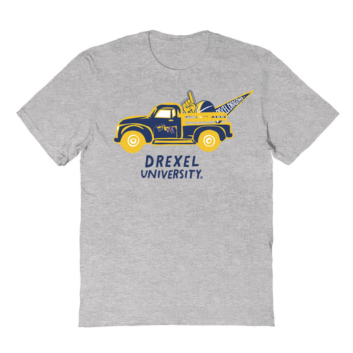 Drexel University Dragons Hand Sketched Vive La Fete Impressions Truck Grey T-shirt for Women