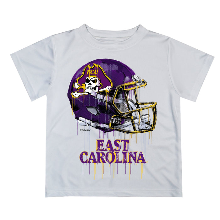 East Carolina Pirates Original Dripping Football Helmet White T-Shirt by Vive La Fete