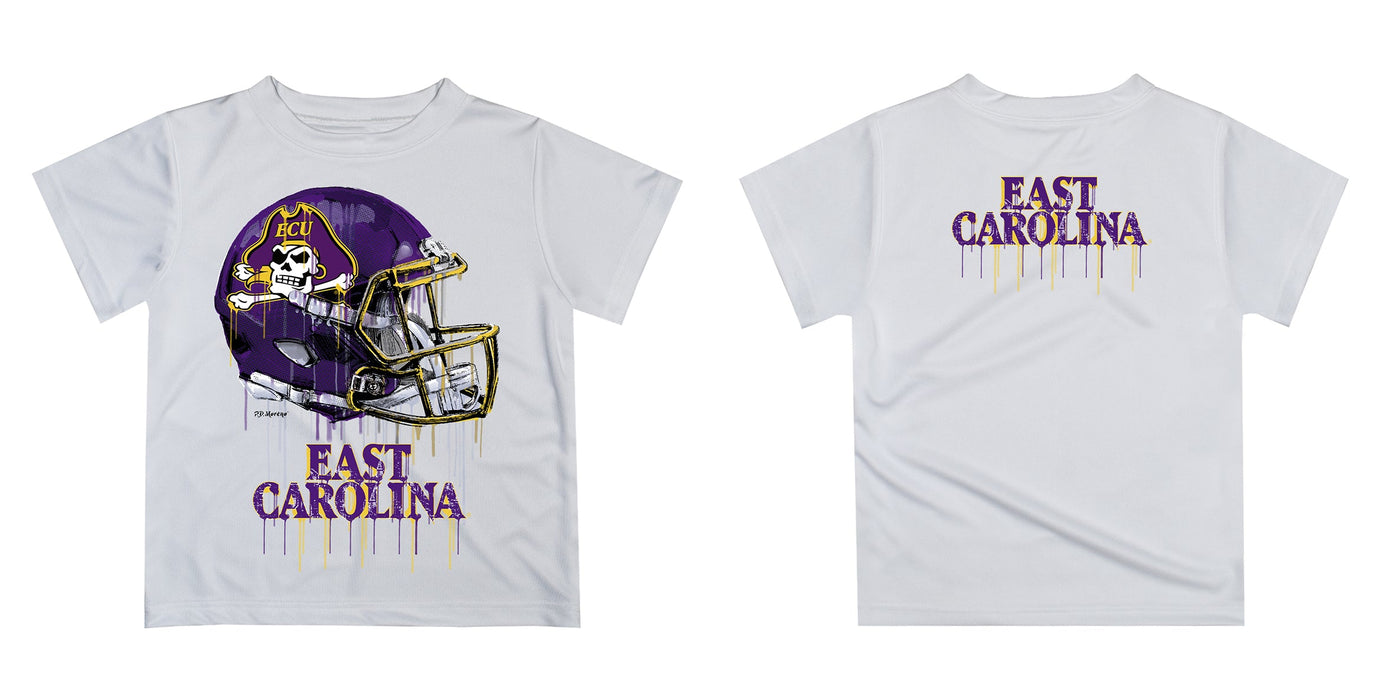 ecu white football helmet East Carolina Pirates Original Dripping Football Helmet T-Shirt by Heather Gray - 12 - High Quality Apparels