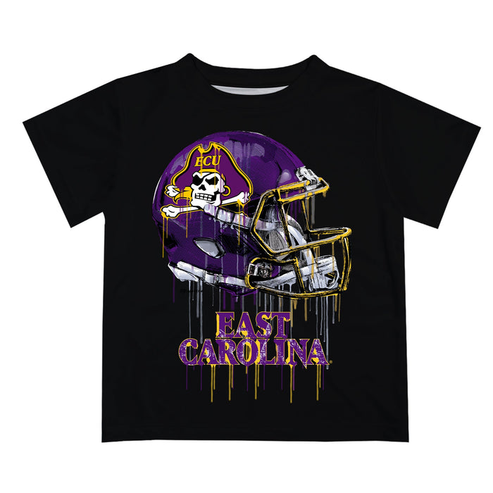 East Carolina Pirates Original Dripping Football Helmet Black T-Shirt by Vive La Fete