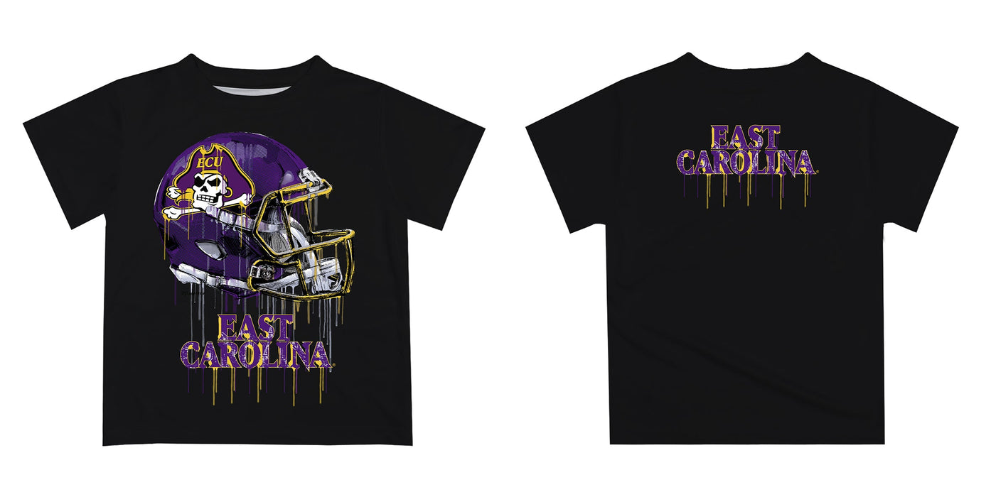 East Carolina Pirates Original Dripping Football Helmet Black T-Shirt by Vive La Fete - Vive La Fête - Online Apparel Store