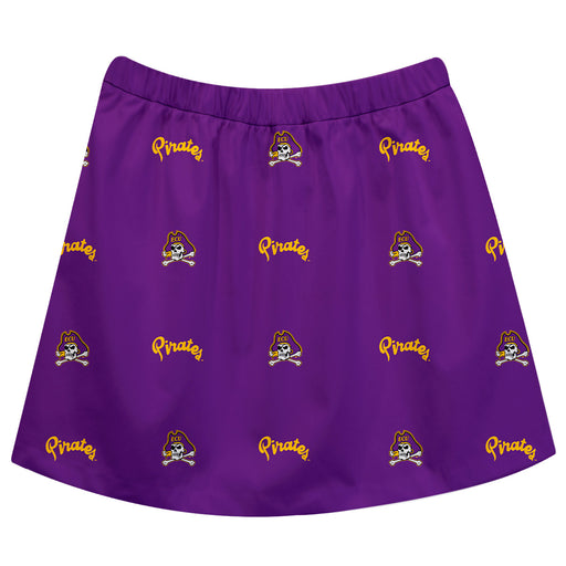 East Carolina Pirates Vive La Fete Girls Game Day All Over Logo Elastic Waist Classic Play Purple Skirt - Vive La Fête - Online Apparel Store