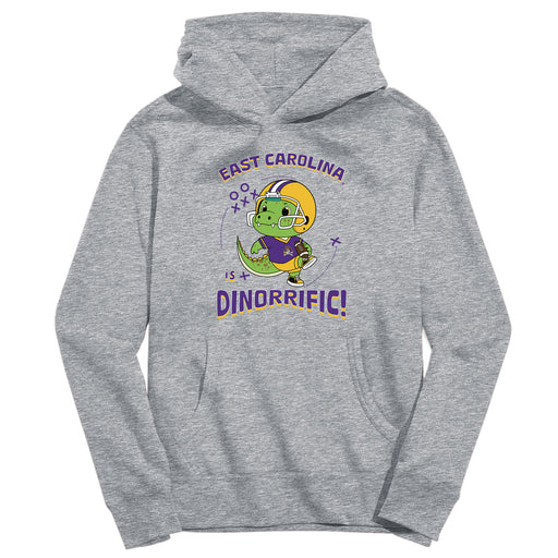 East Carolina Pirates Dinorrific Heather Grey Cotton Youth Hoodie