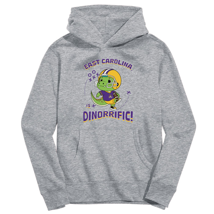 East Carolina Pirates Dinorrific Heather Grey Cotton Youth Hoodie