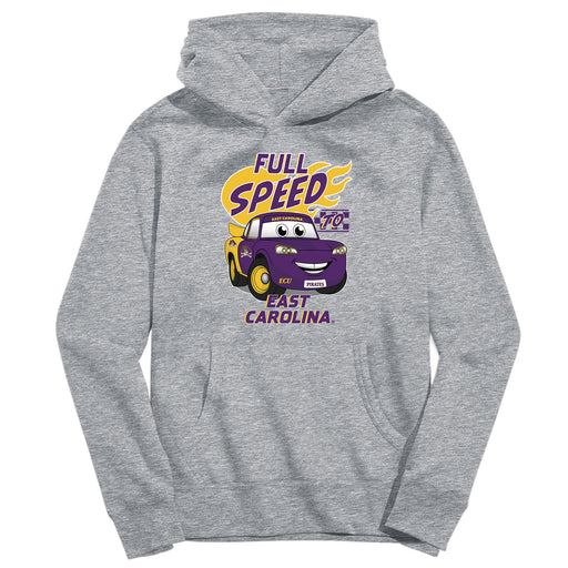 East Carolina Pirates Full Speed Heather Grey Cotton Youth Hoodie