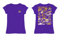 East Carolina Pirates Hand Sketched Vive La Fete Impressions Artwork Purple Girls Cotton Short Sleeve Tee - Vive La Fête - Online Apparel Store