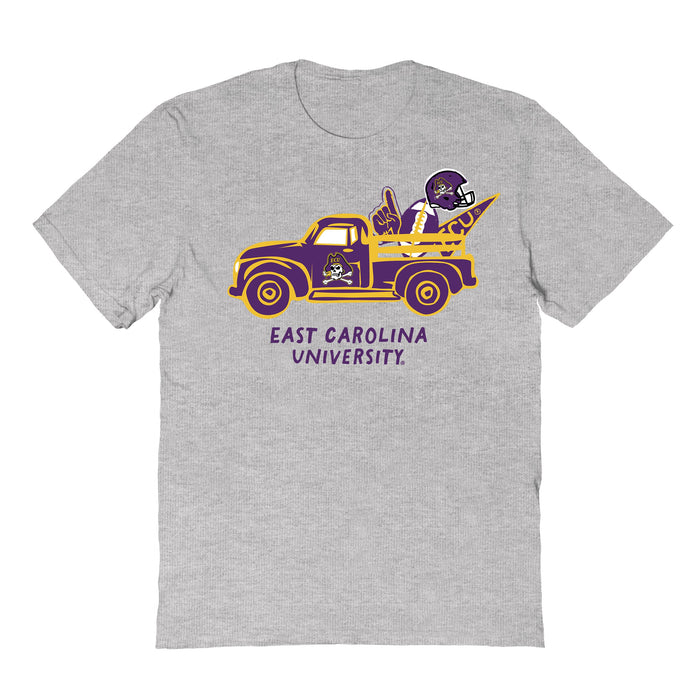 East Carolina Pirates Hand Sketched Vive La Fete Impressions Truck Kids Grey Cotton T-shirt