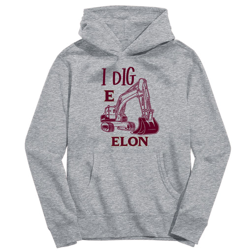 Elon University Phoenix Excavator Heather Grey Cotton Youth Hoodie