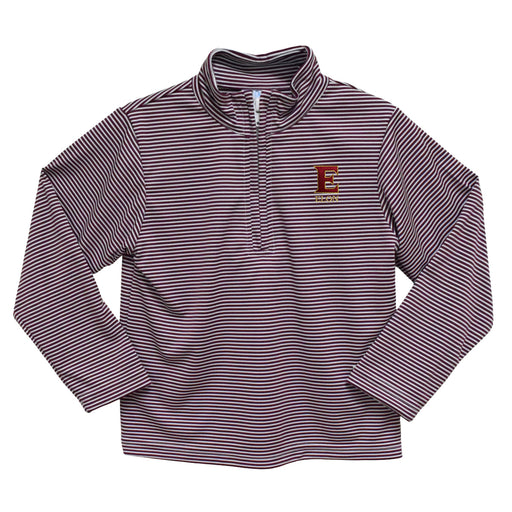 Elon University Phoenix Embroidered Maroon Stripes Quarter Zip Pullover