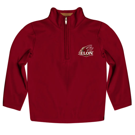 Elon University Phoenix Vive La Fete Game Day Solid Maroon Quarter Zip Pullover Sleeves