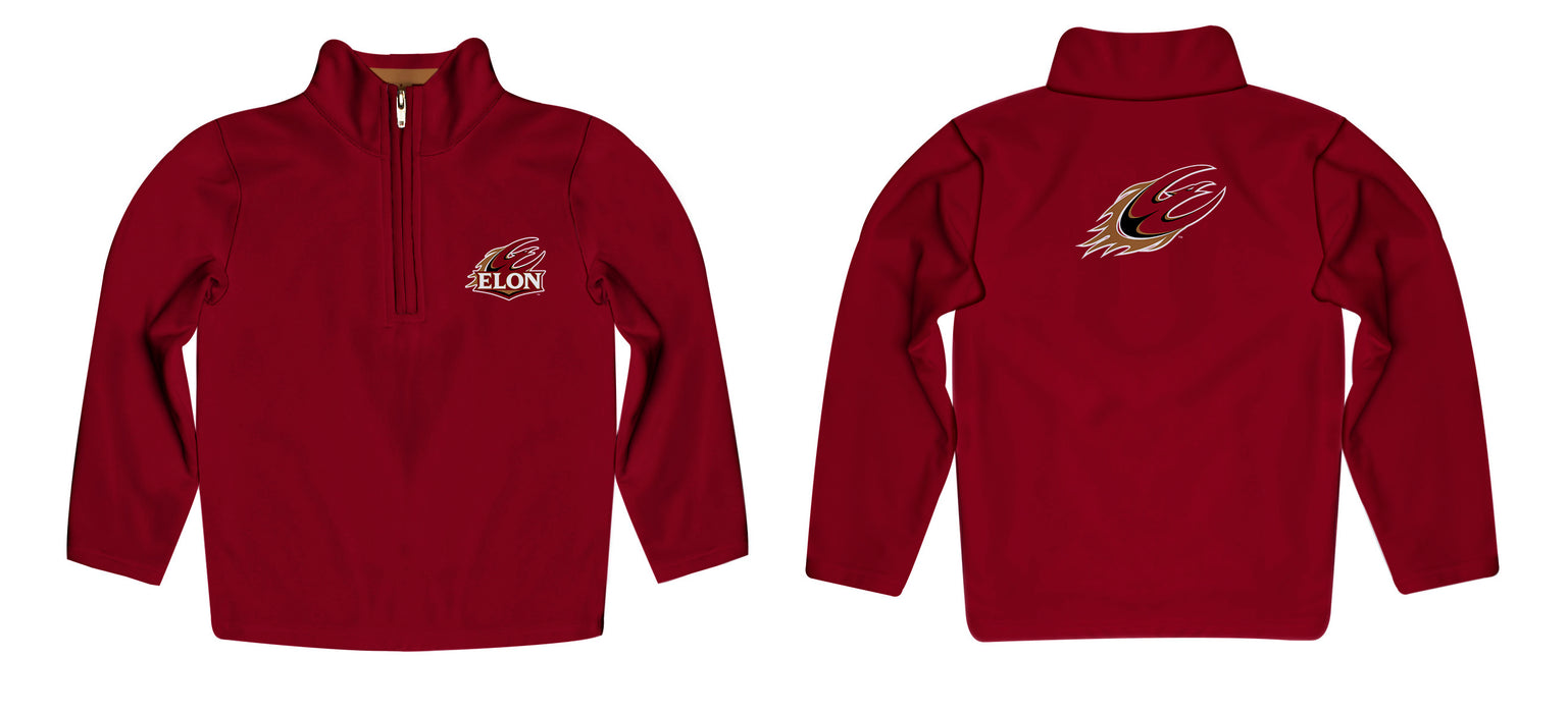 Elon University Phoenix Vive La Fete Game Day Solid Maroon Quarter Zip Pullover Sleeves - Vive La Fête - Online Apparel Store
