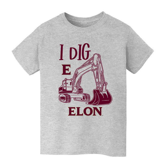 Elon University Phoenix Vive La Fete Excavator Heather Grey Cotton Short Sleeve Tee