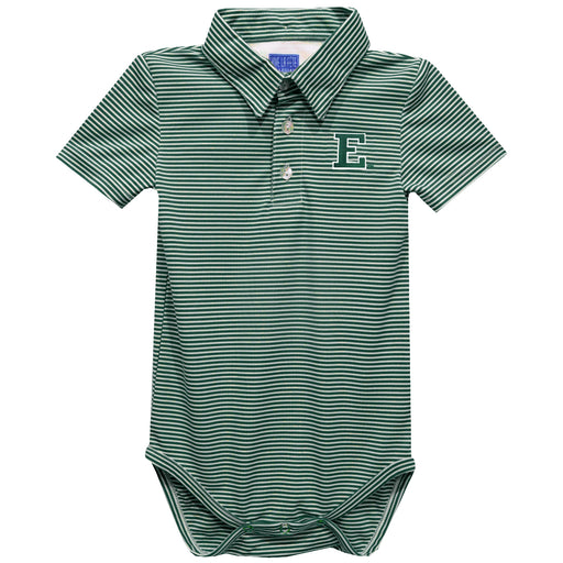 Eastern Michigan Eagles Embroidered Hunter Green Stripes Stripe Knit Polo Onesie