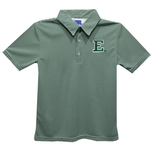 Eastern Michigan Eagles Embroidered Hunter Green Stripes Short Sleeve Polo Box Shirt
