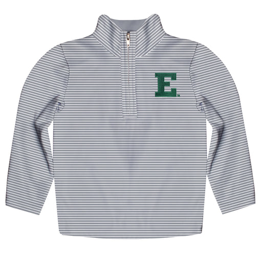 Eastern Michigan Eagles Embroidered Womens Gray Stripes Quarter Zip Pullover