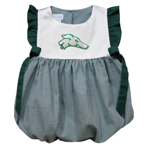ENMU Eastern New Mexico Greyhounds Embroidered Hunter Green Gingham Short Sleeve Girls Bubble - Vive La Fête - Online Apparel Store