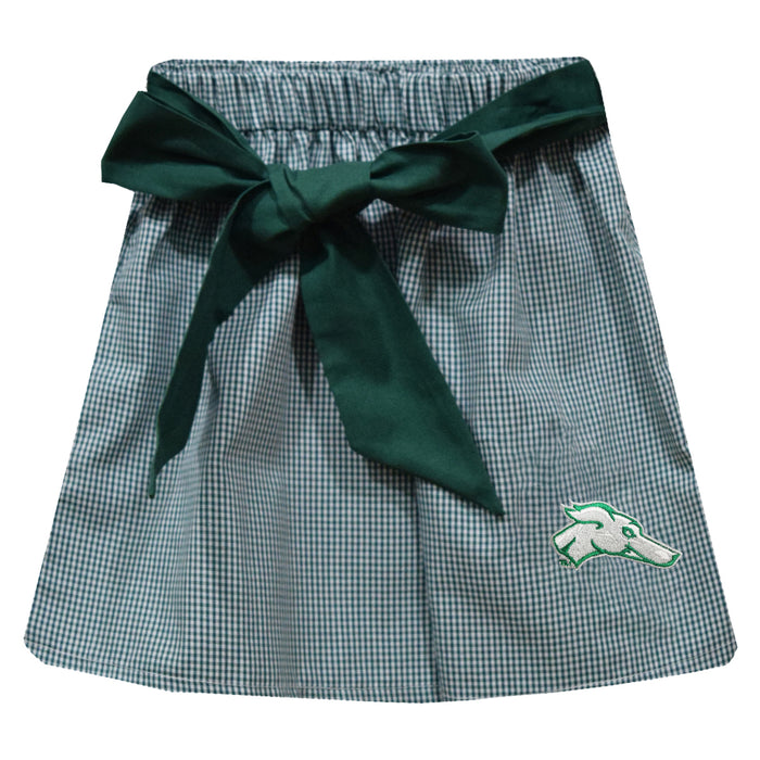 ENMU Eastern New Mexico Greyhounds Embroidered Hunter Green Gingham Skirt with Sash - Vive La Fête - Online Apparel Store