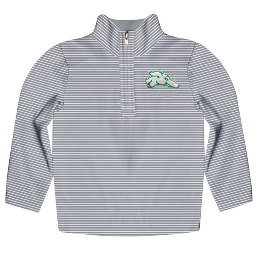 Eastern New Mexico University Greyhounds ENMU Embroidered Gray Stripes Quarter Zip Pullover