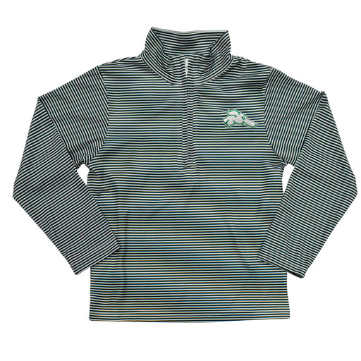 Eastern New Mexico University Greyhounds ENMU Embroidered Hunter Green Stripes Quarter Zip Pullover