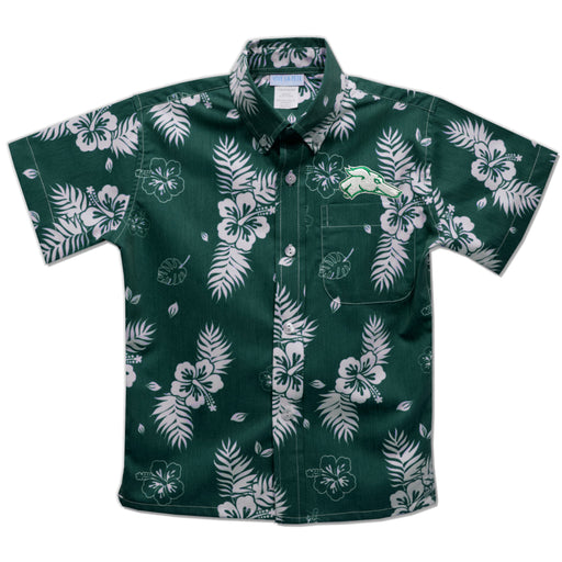 Eastern New Mexico University Greyhounds ENMU Hunter Green Hawaiian Short Sleeve Button Down Shirt - Vive La Fête - Online Apparel Store