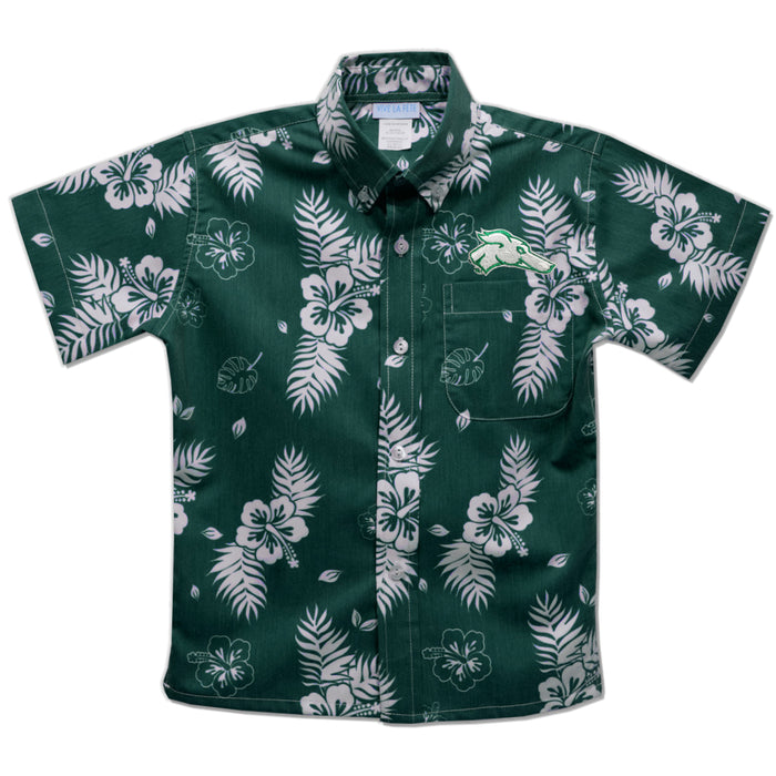Eastern New Mexico University Greyhounds ENMU Hunter Green Hawaiian Short Sleeve Button Down Shirt - Vive La Fête - Online Apparel Store