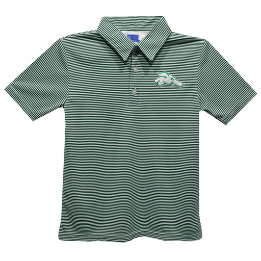 ENMU Eastern New Mexico Greyhounds Embroidered Hunter Green Stripes Short Sleeve Boys Polo Box Shirt - Vive La Fête - Online Apparel Store
