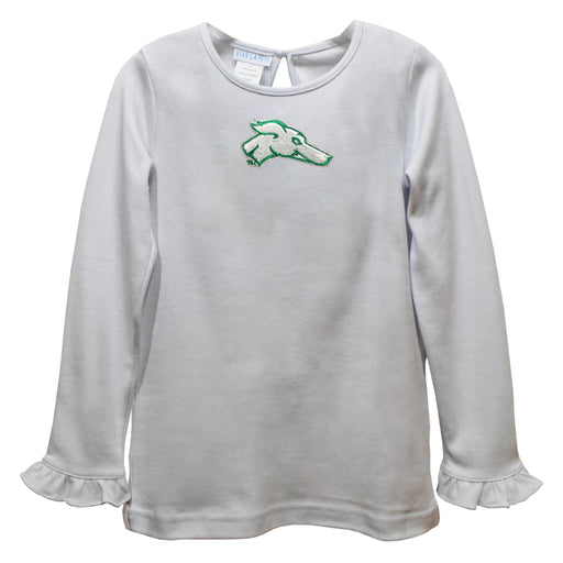 ENMU Eastern New Mexico Greyhounds Embroidered White Knit Long Sleeve Girls Blouse - Vive La Fête - Online Apparel Store