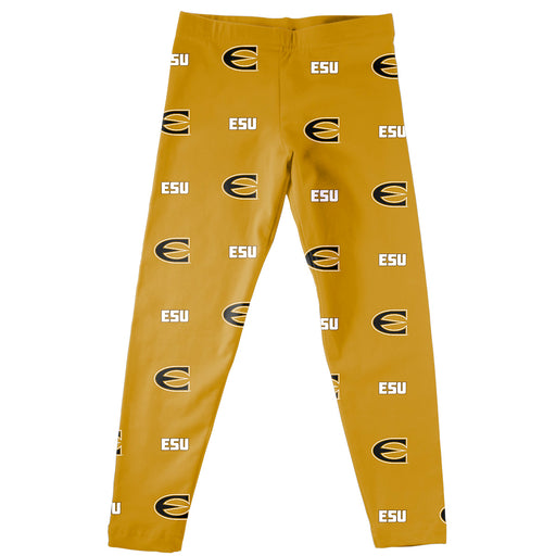 Emporia State Hornets Vive La Fete Girls Game Day All Over Two Logos Elastic Waist Classic Play Gold Leggings Tights