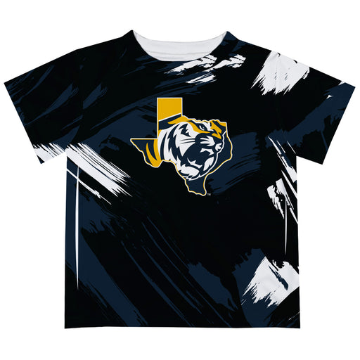 ETBU Tigers Vive La Fete Boys Game Day Black Short Sleeve Tee Paint Brush