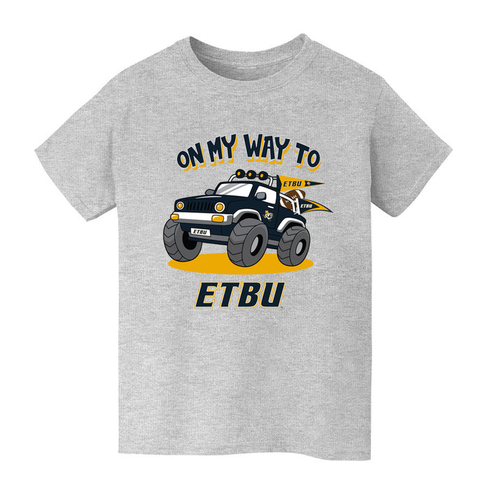ETBU Tigers Vive La Fete On My Way Monster Truck Grey Cotton Short Sleeve Tee