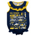 East Tennessee Buccaneers  Navy Hand Sketched Vive La Fete Impressions Artwork Sleeveless Ruffle Onesie Bodysuit