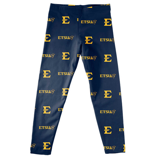 East Tennessee Buccaneers Vive La Fete Girls Game Day All Over Two Logos Elastic Waist Classic Play Navy Leggings Tights