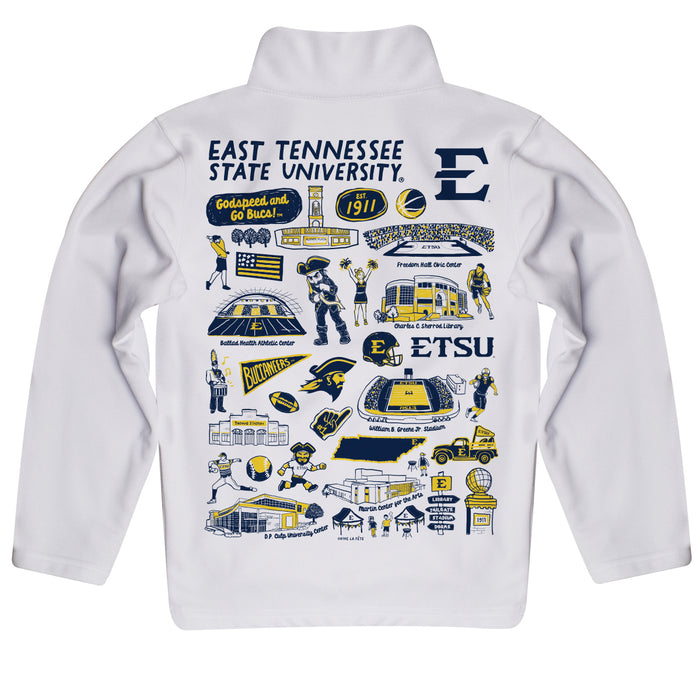 East Tennessee Buccaneers Hand Sketched Vive La Fete Impressions Artwork White Boys Quarter Zip Pullover V1 - Vive La Fête - Online Apparel Store
